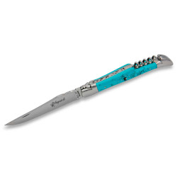 laguiole knife with Turquoise handle, corkscrew