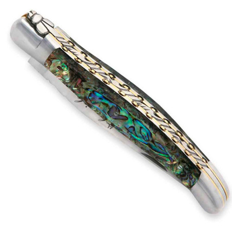 laguiole knife Abalone handle with double plates