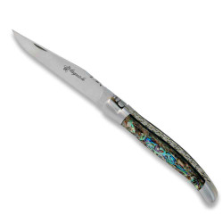 laguiole knife Abalone handle with double plates