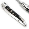 Heraldic lily laguiole knife with full ram horn handle