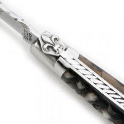 laguiole Fleur de Lys avec manche en croûte de Bélier