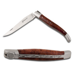 laguiole knife with Maltese cross, amboina wood handle