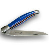 Laguiole abeille design en G10 bleu et filet rouge