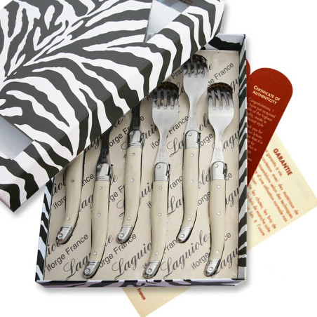 Box of 6 white ABS laguiole forks