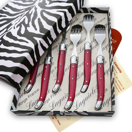 Box of 6 laguiole ABS fushia forks
