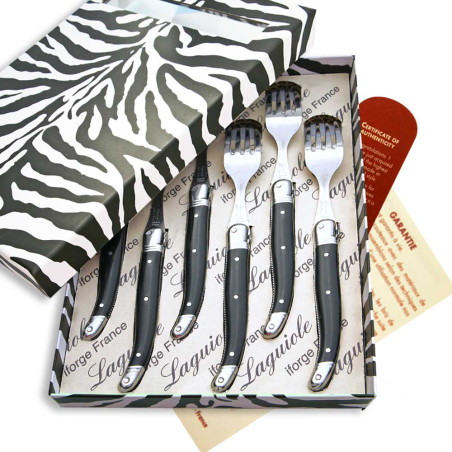 Box of 6 black ABS laguiole forks