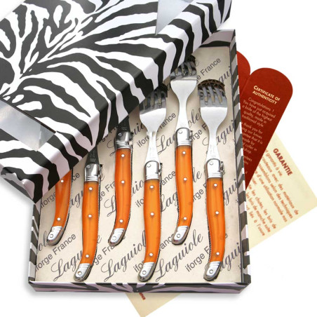 Coffret de  6 fourchettes laguiole ABS de couleur orange