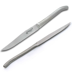Coffret de 6 couteaux steak laguiole inox plat avec manche satiné
