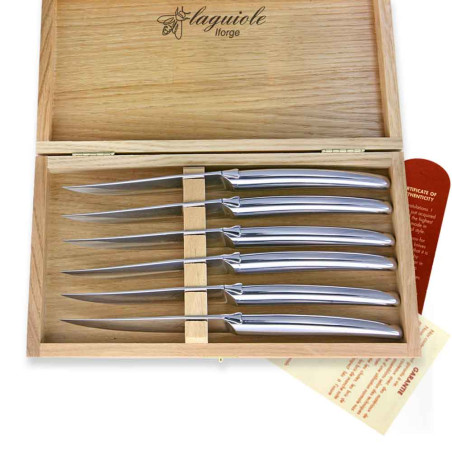 Set of 6 laguiole steak knives with design style