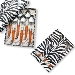 Box of 6 laguiole ABS orange soup spoons