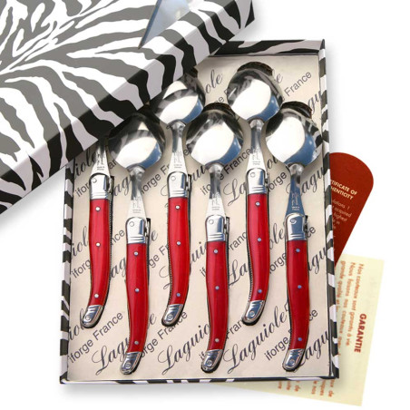 Box of 6 laguiole ABS red soup spoons