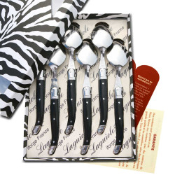 Box of 6 laguiole ABS black soup spoons