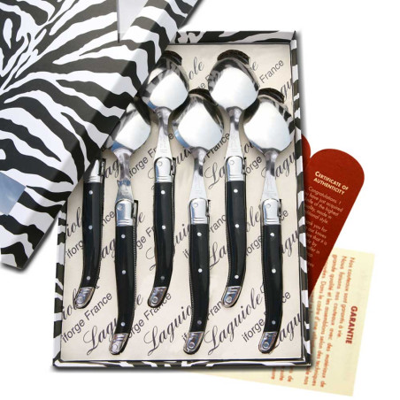 Box of 6 laguiole ABS black soup spoons