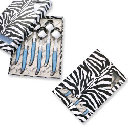 Box of 6 blue ABS laguiole soup spoons