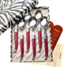Box of 6 laguiole ABS fuchsia soup spoons
