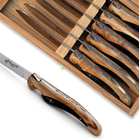 laguiole bird steak knives with ebony and olive wood handle