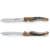 laguiole bird steak knives with olive wood and acrylic handle