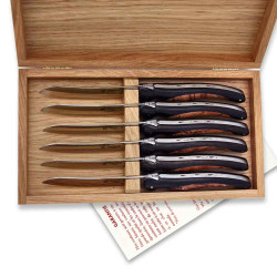 Couteaux steak laguiole oiseau en ébène et  bois de thuya