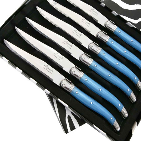 Set of 6 Laguiole steak knives ABS blue - Image 2018
