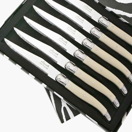 Coffret de 6 Couteaux à steak Laguiole ABS de couleur blanche - Image 2022
