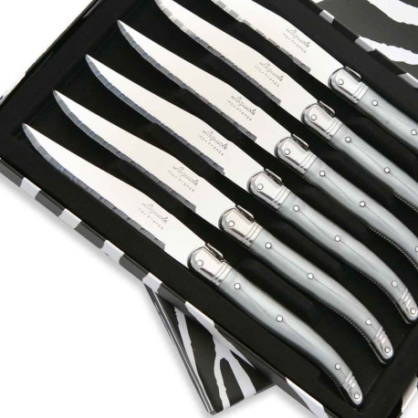 Set of 6 Laguiole steak knives ABS grey - Image 2054