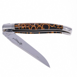 Laguiole knife with a cinnamon-burgundy stained handle