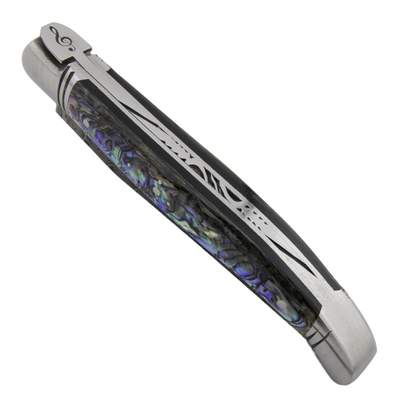 Laguiole abalone lame damas ressort note de musique