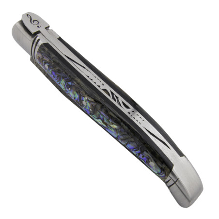 Laguiole abalone Damascus blade with musical note spring