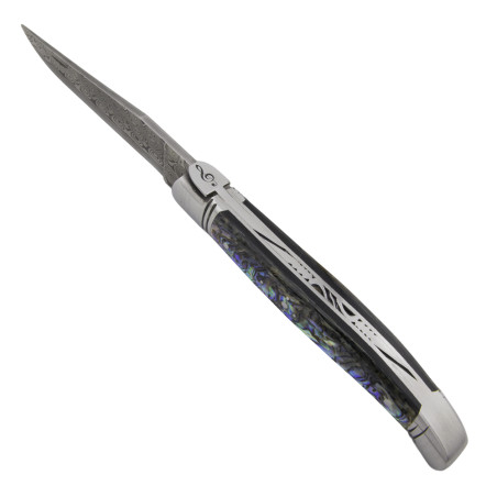 Laguiole abalone Damascus blade with musical note spring