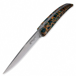Laguiole design knife with green cinnamon stained handle