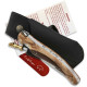 Laguiole bird knife olive and rosewood handle + black leather sheath + sharpener - Image 2272