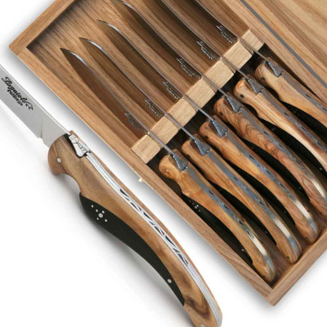 Laguiole bird steak knives with ebony and olive wood handle - Image 2359