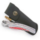 Laguiole bird knife aluminium red and white tiles + black leather sheath + sharpener - Image 2442
