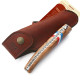 Laguiole olive wood handle with French flag, 12 cm + brown leather case - Image 2576