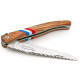 Laguiole olive wood handle with French flag, 12 cm + brown leather case - Image 2579