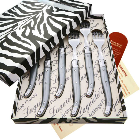 Box of 6 gray ABS Laguiole forks - Image 2607