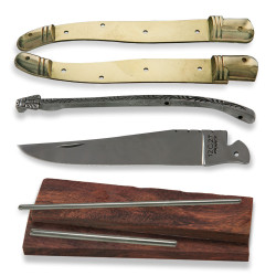Laguiole folding knife kit with 2 brass bolsters