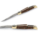 laguiole pocket knife with stamina wood handle and brass bolsters, corkscrew - Image 2791