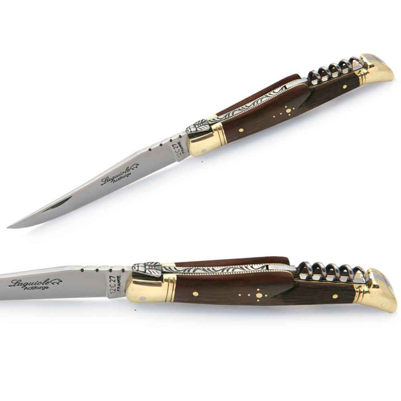 laguiole pocket knife with astrological sign inlayed in the ebony handle - Image 2805