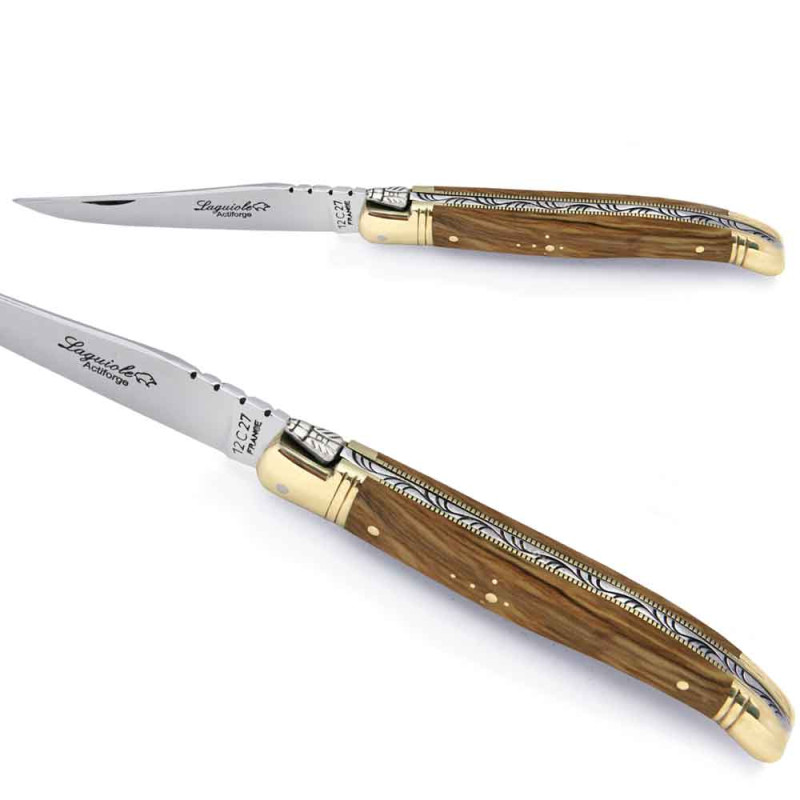 人気満点 Laguiole knife olive wood, leather sheath, sharpener その他