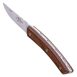 Couteau pliant le Thiers en bois de palissandre avec son étui cuir marron