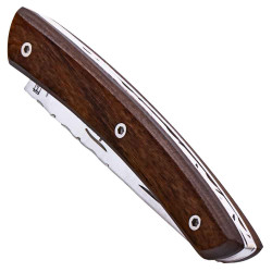 Couteau pliant le Thiers en bois de palissandre avec son étui cuir marron