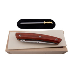 Couteau pliant le Thiers en bois de rose avec coffret et affuteur
