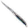 Laguiole knife with abalone handle and treble clef spring