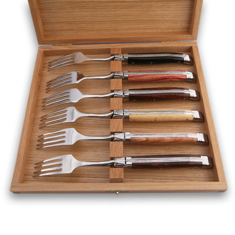 Forge de Laguiole　ライヨール　6本セット　木箱入り　フランス製 Forge de Laguiole Steak Knife Storage Box - Light Oak