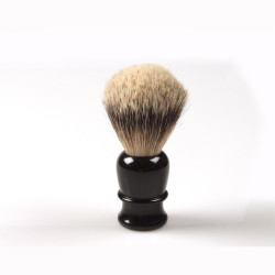 Shaving brush, hand turned, black plastic handle