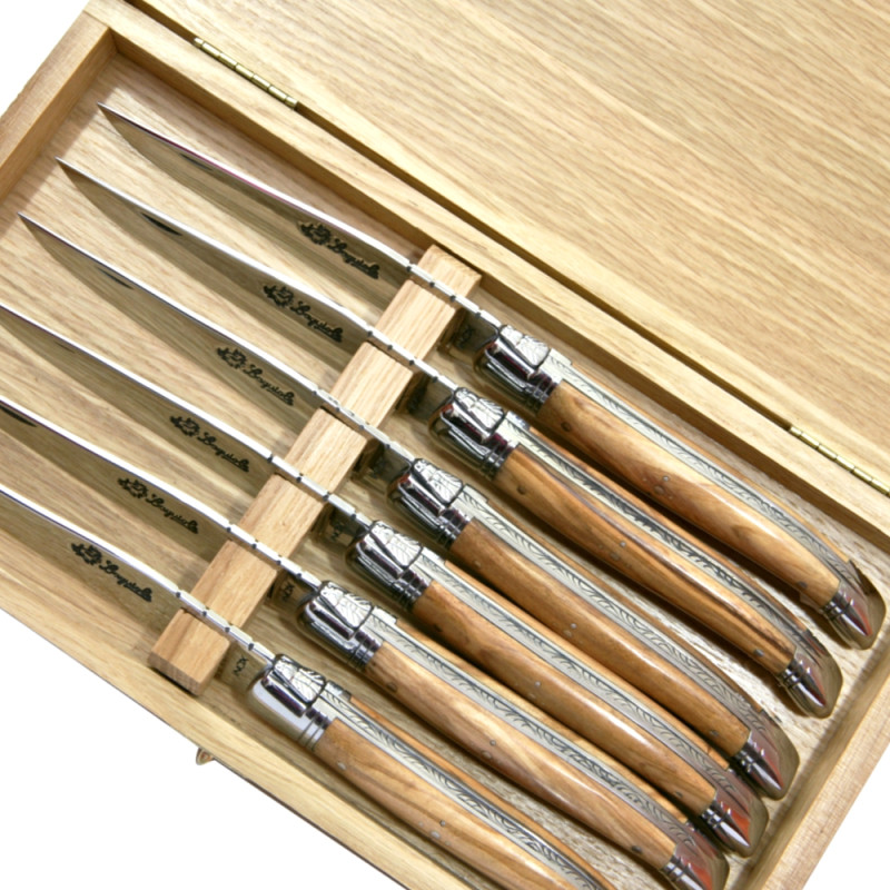 Couteaux steak laguiole de table manche en bois d'olivier