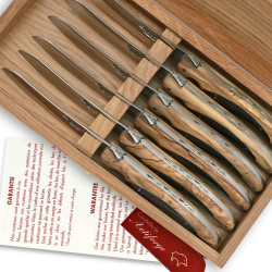 Couteaux steak Laguiole oiseau en bois d’olivier et palissandre