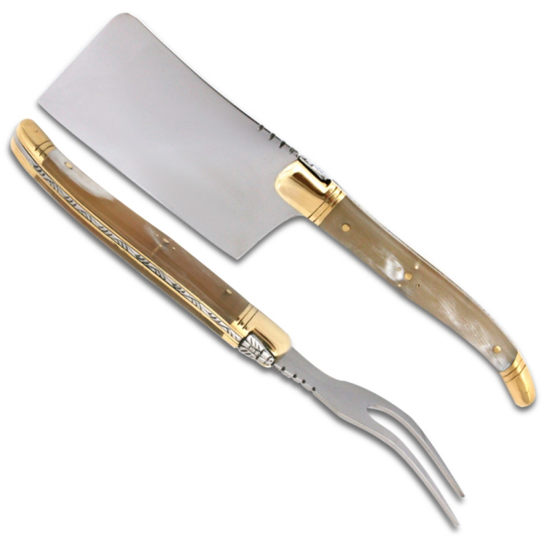 カトラリー(スプーン等) laguiole Cheese knife set Horn Handle laguiole cheese knife set with blond horn handle and brass