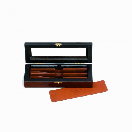 Deluxe elm burl box for 2 straight razors set - Image 443